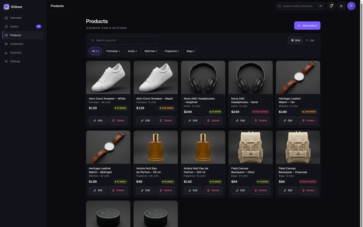 ISStore products catalog