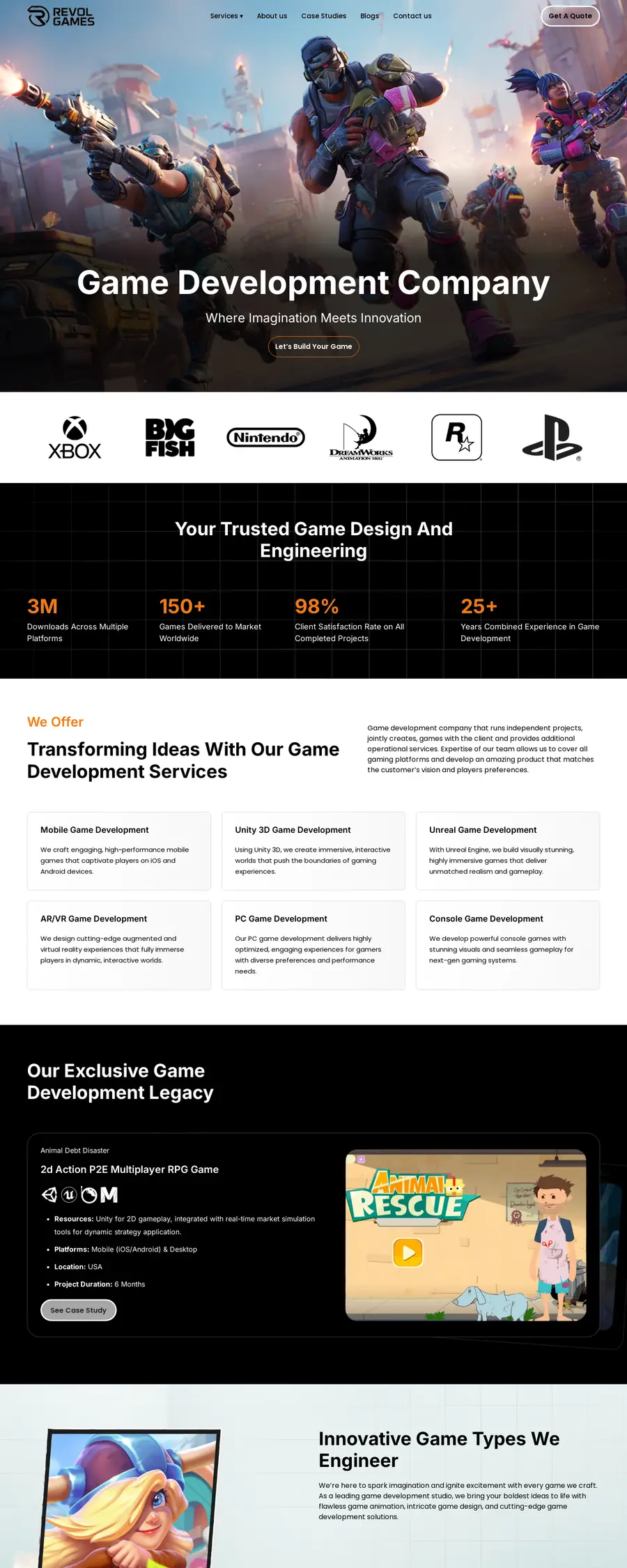 RevolGames website homepage