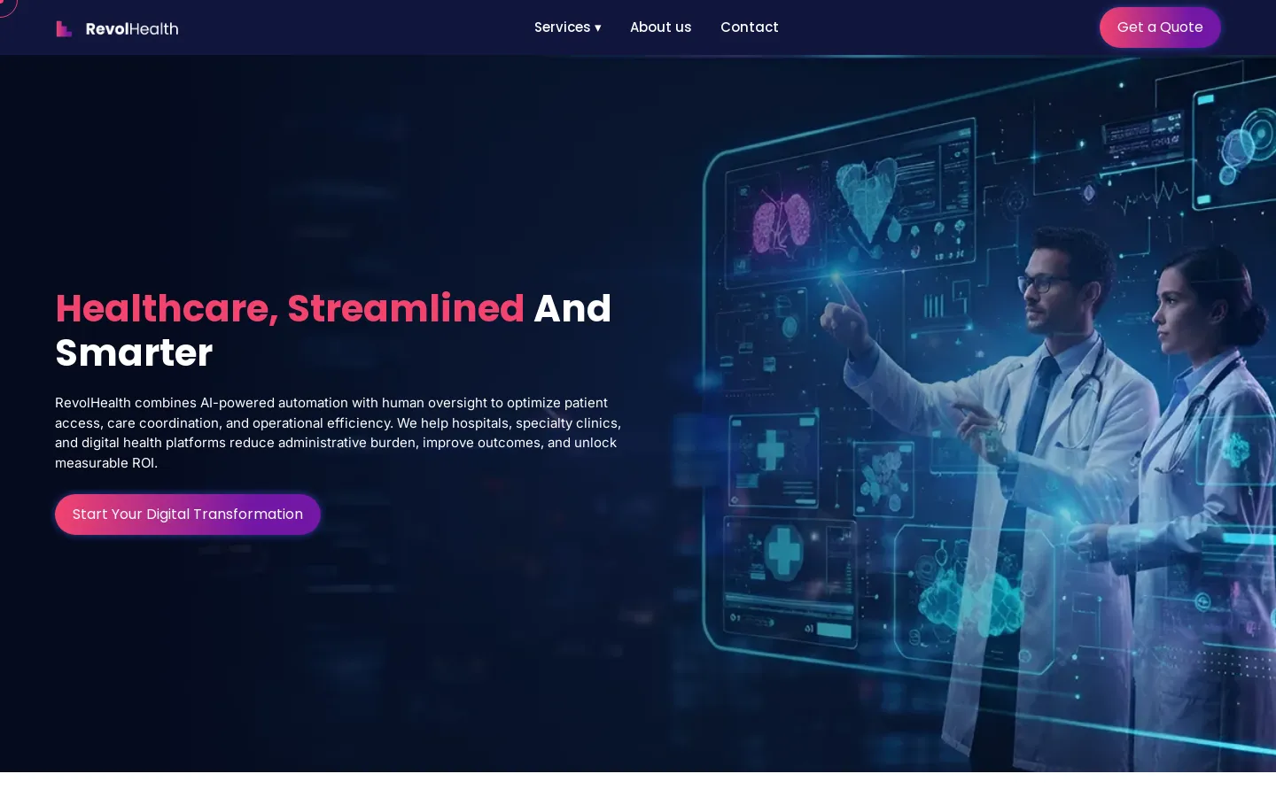 RevolHealth homepage hero on desktop